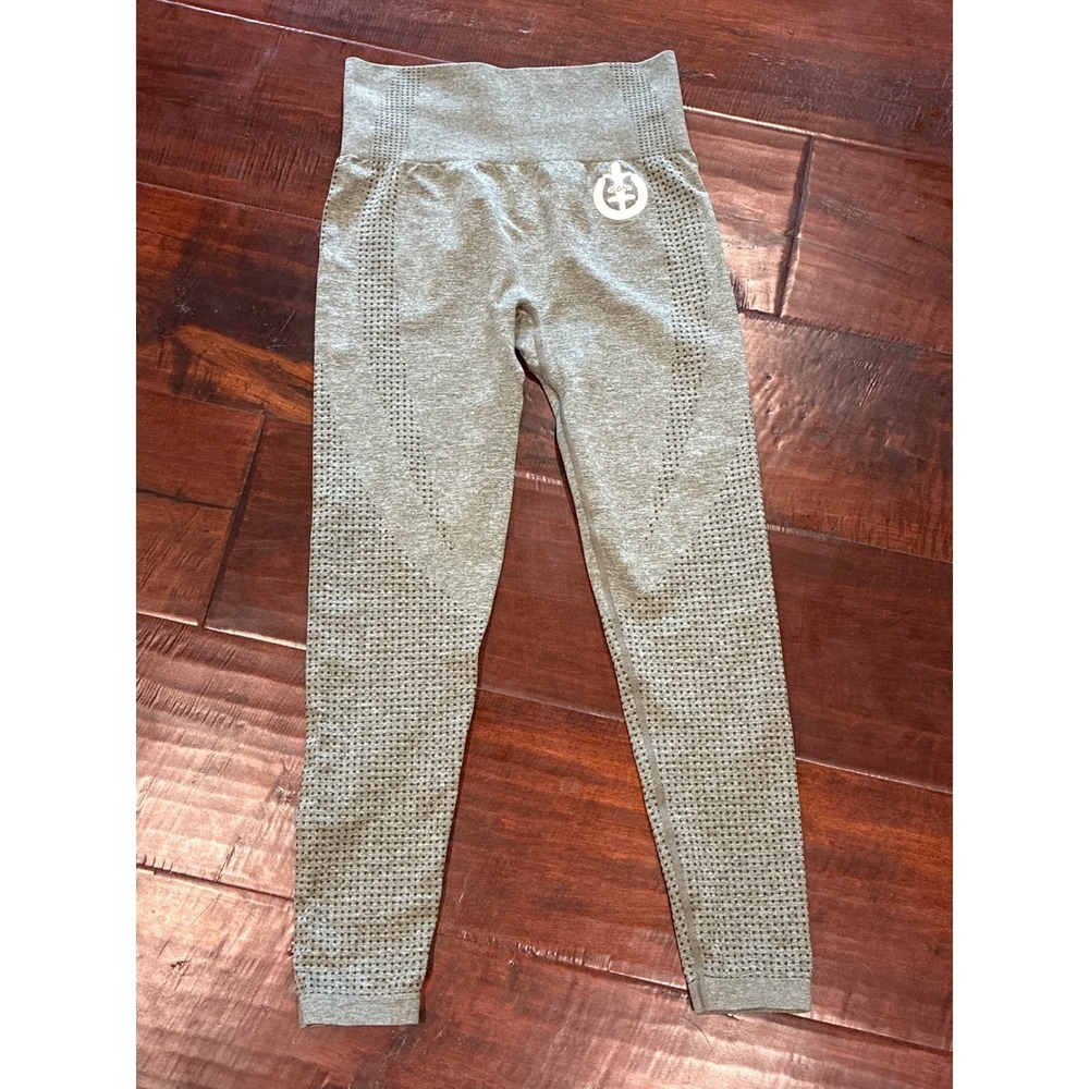 ICONI Seamless Leggings Womens Small Sage Green Pointelle Knit High Waist Active